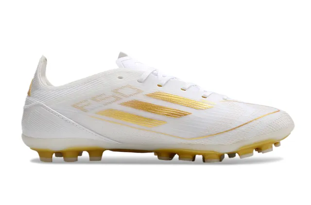 Adidas White and Gold Firm-Ground Soccer Shoes 7
