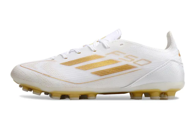 Adidas White and Gold Firm-Ground Soccer Shoes 8