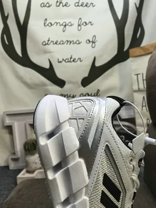 Adidas White and Silver Mesh Running Sneakers 3