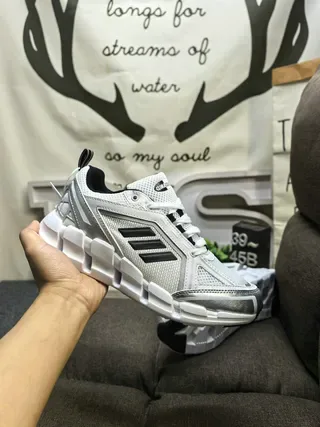 Adidas White and Silver Mesh Running Sneakers 5