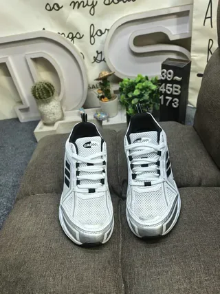 Adidas White and Silver Mesh Running Sneakers 10