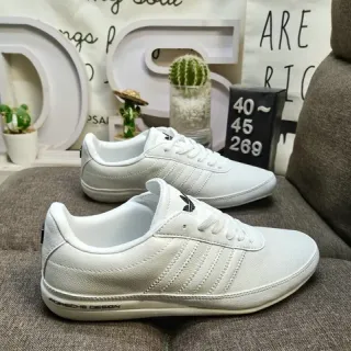 Adidas White Black Low-Top Leather Upper Lifestyle Sneakers