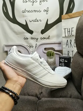 Adidas White Black Low-Top Leather Upper Lifestyle Sneakers 5