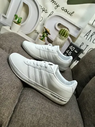 Adidas White Black Low-Top Leather Upper Lifestyle Sneakers 7