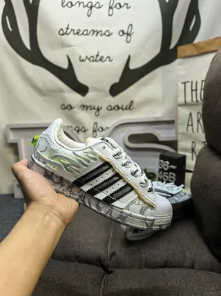 Adidas White Black Shell-Toe Graphic-Print Upper Lifestyle Sneakers 5