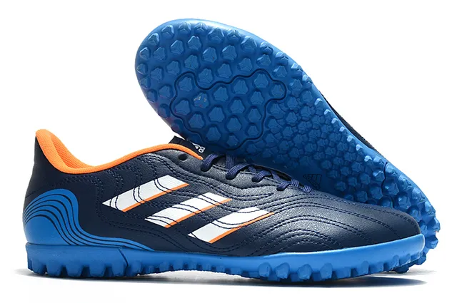Adidas Blanc Bleu Basse Coupe Haut Synthétique Semelle Moldée Turf Chaussures de Football 7