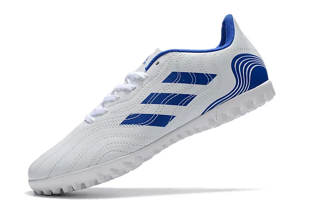 Adidas Blanc Bleu Basse Coupe Haut Synthétique Semelle Moldée Turf Chaussures de Football 10