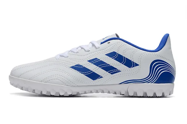Adidas Blanc Bleu Basse Coupe Haut Synthétique Semelle Moldée Turf Chaussures de Football 11