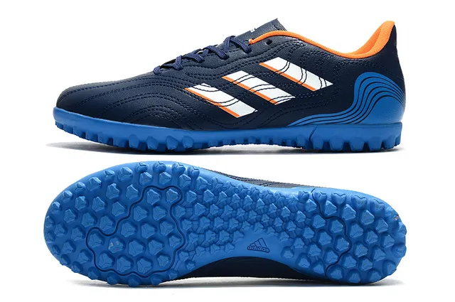 Adidas Blanc Bleu Basse Coupe Haut Synthétique Semelle Moldée Turf Chaussures de Football 14