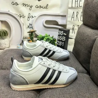 Adidas White Gray Low-Top Three-Stripe Side Panel Lifestyle Sneakers