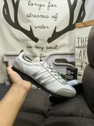 Adidas Blanc Gris Rétro Runner Silhouette Cuir/suede Supérieur Style de Vie Sneakers 5