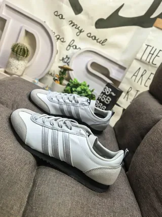 Adidas Blanc Gris Rétro Runner Silhouette Cuir/suede Supérieur Style de Vie Sneakers 7