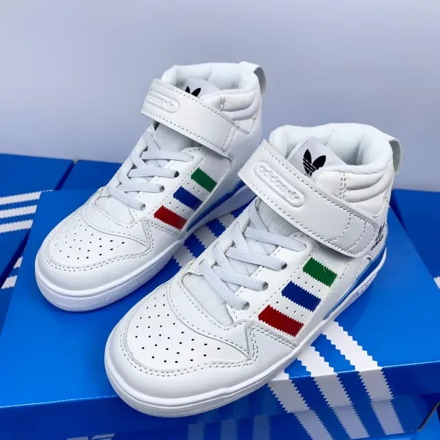 Adidas White Green High-Top Strap-Closure Lifestyle Sneakers 18
