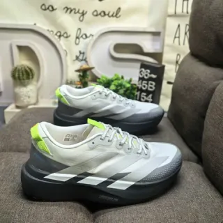 Adidas White Green Platform Sole Three-Stripe Branding Sneakers
