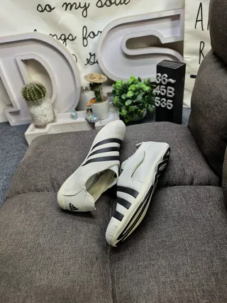 Adidas White Green Slip-On Elastic Strap Closure Casual Shoes 6