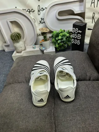 Adidas White Green Slip-On Elastic Strap Closure Casual Shoes 8