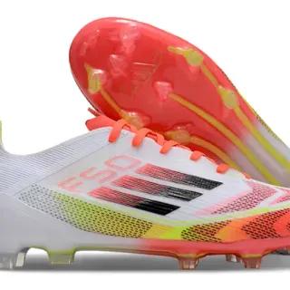 Adidas White Multicolor Low-Cut Synthetic Upper Asymmetric Lacing Firm-Ground Soccer Shoes