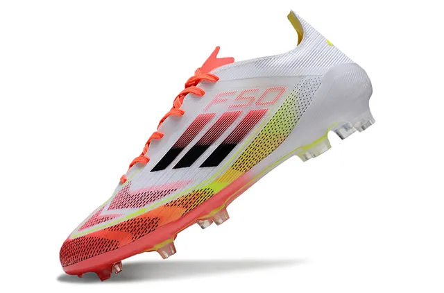 Adidas Chaussures de Football Blanc Multicolore Low-Cut Upper Synthétique Asymétrique Lacets Firm-Ground 3