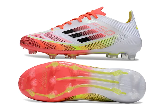 Adidas Chaussures de Football Blanc Multicolore Low-Cut Upper Synthétique Asymétrique Lacets Firm-Ground 6