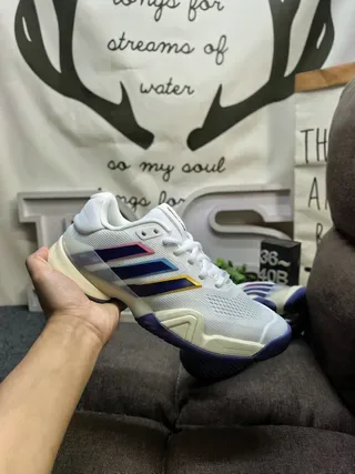 Adidas White Multicolor Stripe Tennis Sneakers 5
