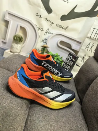 Adidas White Orange Low-Top Mesh Upper Running Shoes 9