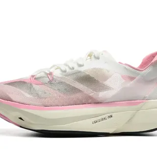Adidas Chaussures Running Blanc Rose Upper Mesh Engineered Low Profile Silhouette Racing
