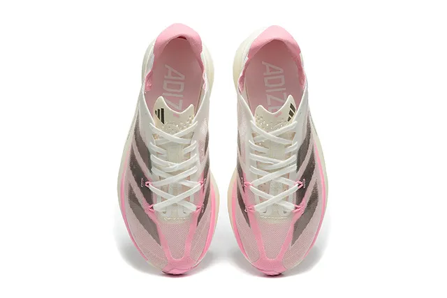 Adidas Chaussures Running Blanc Rose Upper Mesh Engineered Low Profile Silhouette Racing 2