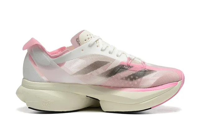 Adidas Chaussures Running Blanc Rose Upper Mesh Engineered Low Profile Silhouette Racing 5