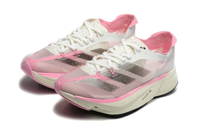 Adidas Chaussures Running Blanc Rose Upper Mesh Engineered Low Profile Silhouette Racing 6