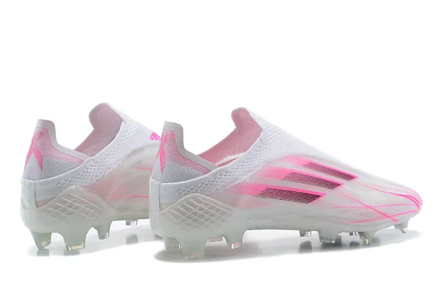 Adidas White Pink Sock-Fit Knit Upper Transparent Cage Overlay Firm-Ground Soccer Shoes 2