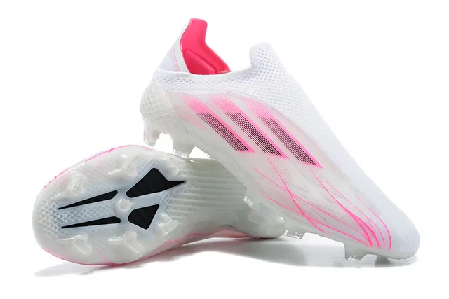 Adidas White Pink Sock-Fit Knit Upper Transparent Cage Overlay Firm-Ground Soccer Shoes 3