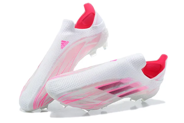 Adidas White Pink Sock-Fit Knit Upper Transparent Cage Overlay Firm-Ground Soccer Shoes 4