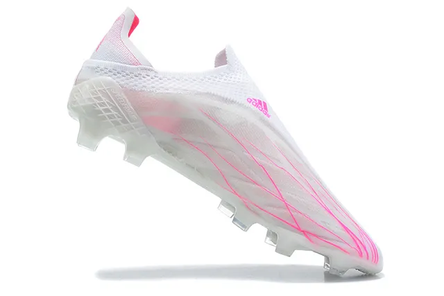 Adidas White Pink Sock-Fit Knit Upper Transparent Cage Overlay Firm-Ground Soccer Shoes 5