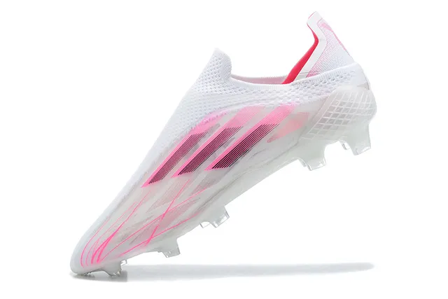 Adidas White Pink Sock-Fit Knit Upper Transparent Cage Overlay Firm-Ground Soccer Shoes 6