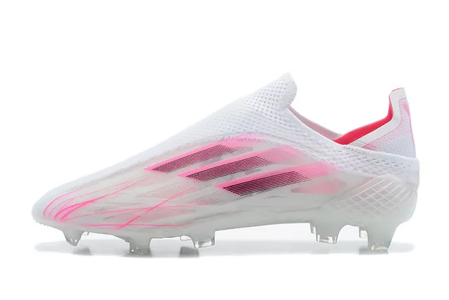 Adidas White Pink Sock-Fit Knit Upper Transparent Cage Overlay Firm-Ground Soccer Shoes 7