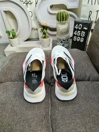 Adidas White Red Engineered Mesh Upper Three-Stripe Side Branding Running Shoes 8
