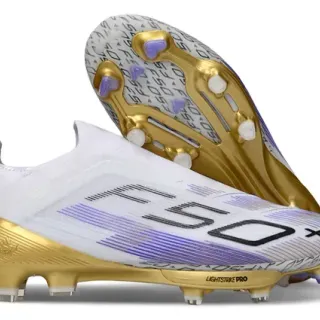 Adidas X 50+ Lightstrike Pro White Gold Purple Firm-Ground Soccer Shoes
