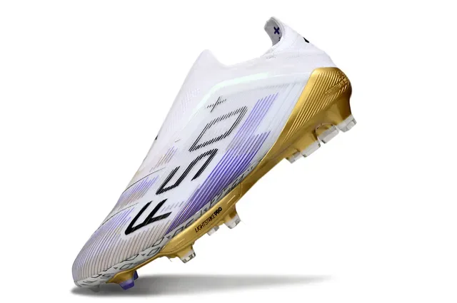Adidas X 50+ Lightstrike Pro White Gold Purple Firm-Ground Soccer Shoes 3
