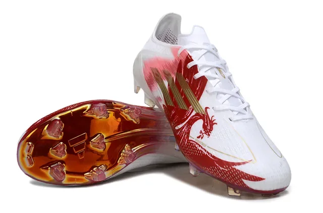 Botines de football Adidas X Blancs Rouges Dorés Dragón pour terrain ferme 4