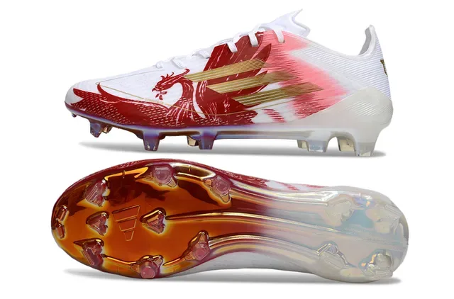 Botines de football Adidas X Blancs Rouges Dorés Dragón pour terrain ferme 6