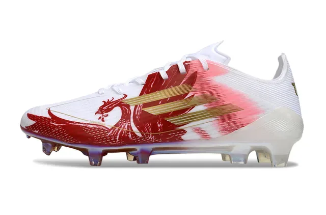 Botines de football Adidas X Blancs Rouges Dorés Dragón pour terrain ferme 7