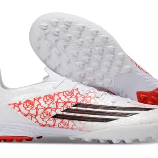Adidas X White Red कम-कट जूते सिंथेटिक अपर टर्फ फुटबॉल जूते