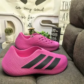 Adidas Yeezy Slide Pink Black Slip-On Ribbed Monoblock Sole Lifestyle Sneakers
