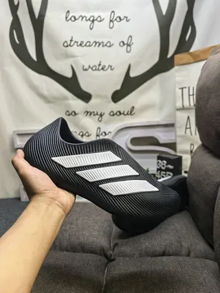 Adidas Yeezy Slide Pink Black Slip-On Ribbed Monoblock Sole Lifestyle Sneakers 5