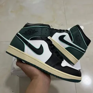 Air Jordan 1 Verde Blanco Zapatillas De Baloncesto Con Paneles De Cuero