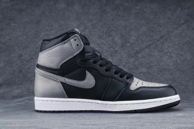 Air Jordan 1 High Black and Gray Leather Basketball Shoes 8