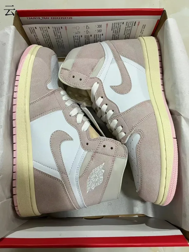 Air Jordan 1 High حذاء كرة السلة وردي غباري وأبيض 8