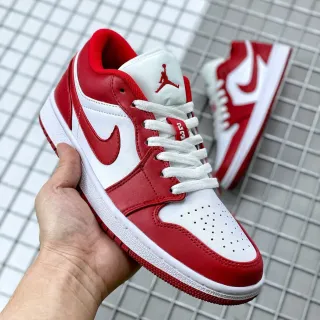 Air Jordan 1 Low Red and White Lifestyle Sneakers