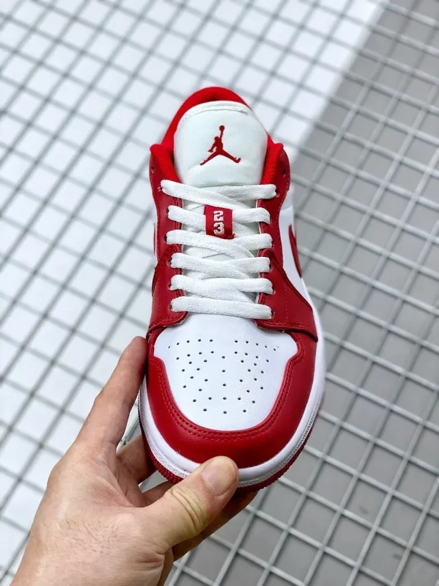Air Jordan 1 Low Red and White Lifestyle Sneakers 7