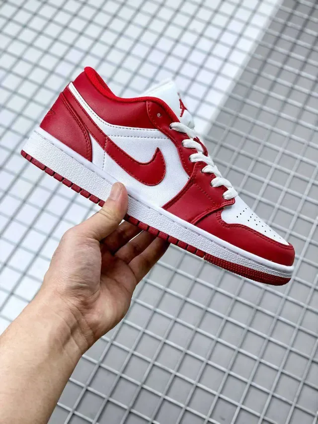 Air Jordan 1 Low Red and White Lifestyle Sneakers 9